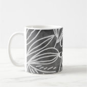 Elegant Black en White Monogram Leaves Tekening Koffiemok (Links)