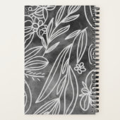 Elegant Black en White Monogram Leaves Tekening Notitieboek (Achterkant)