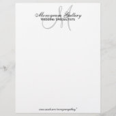 Elegant Black en White Monogram Letterhead Briefhoofd Sjabloon (Voorkant)