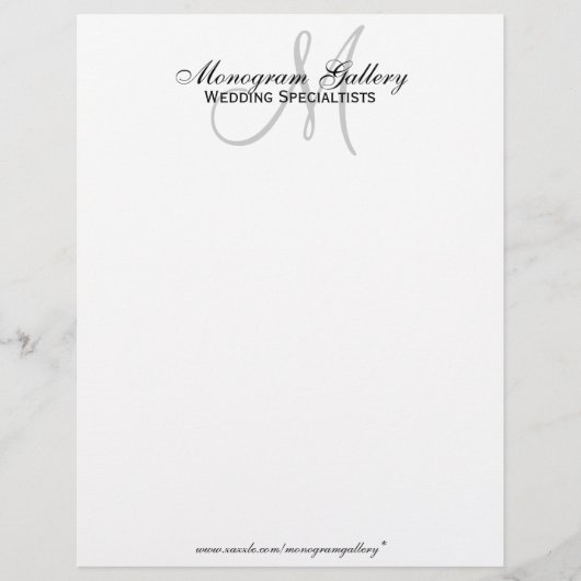 Elegant Black en White Monogram Letterhead Briefhoofd Sjabloon (Voorkant)
