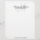 Elegant Black en White Monogram Letterhead Briefhoofd Sjabloon (Voorkant / Achterkant)