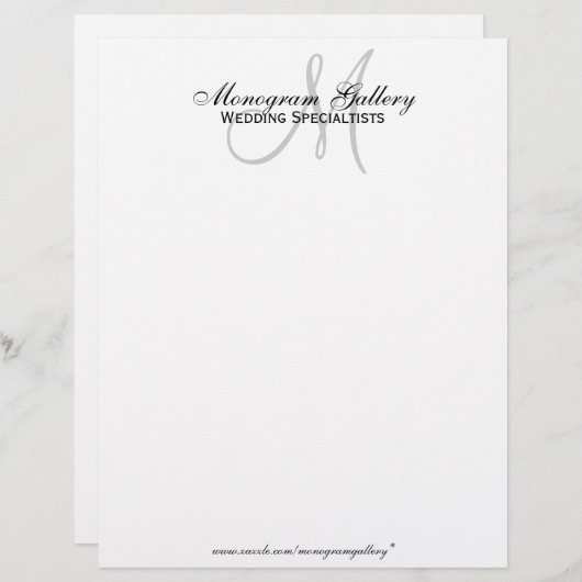 Elegant Black en White Monogram Letterhead Briefhoofd Sjabloon (Voorkant / Achterkant)