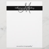 Elegant Black en White Monogram Letterhead Linen (Voorkant)