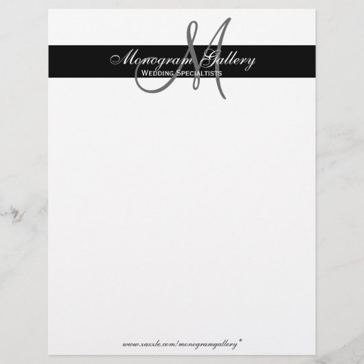 Elegant Black en White Monogram Letterhead Linen (Voorkant)