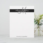 Elegant Black en White Monogram Letterhead Linen (Staand voorkant)