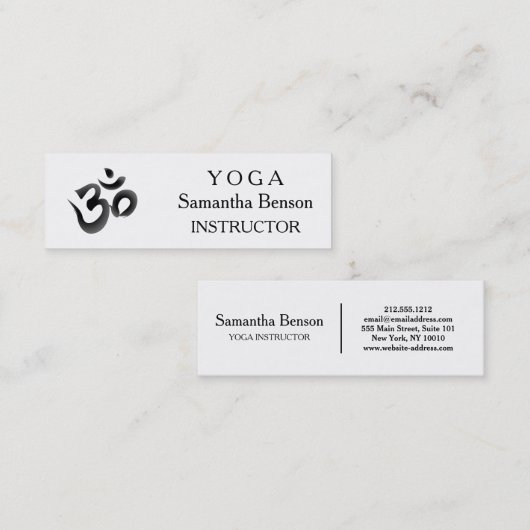 Elegant Black en White OM-symbool Yoga-instructeur Mini Visitekaartje (Voorkant / Achterkant)