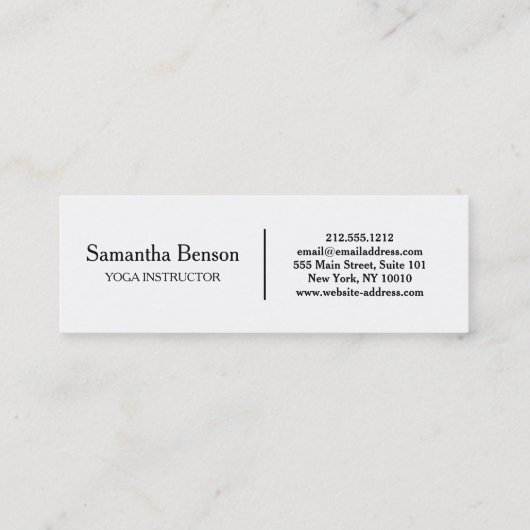 Elegant Black en White OM-symbool Yoga-instructeur Mini Visitekaartje (Achterkant)