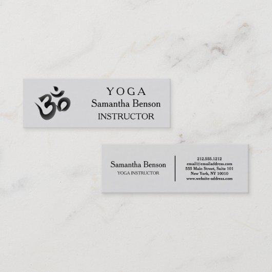 Elegant Black en White OM-symbool Yoga-instructeur Mini Visitekaartje (Voorkant / Achterkant)