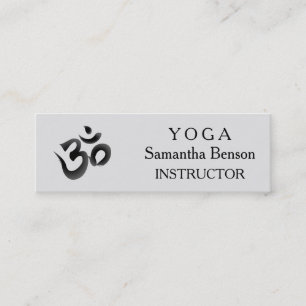 Elegant Black en White OM-symbool Yoga-instructeur Mini Visitekaartje