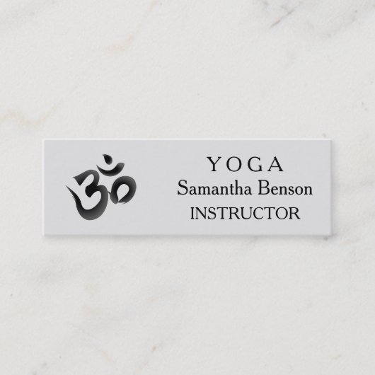 Elegant Black en White OM-symbool Yoga-instructeur Mini Visitekaartje (Voorkant)