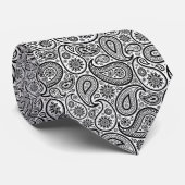 Elegant Black en White  Paisley Stropdas (Opgerold)