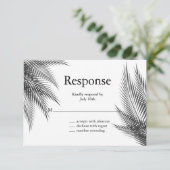 Elegant Black en White Palm Leaves RSVP (Staand voorkant)