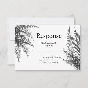 Elegant Black en White Palm Leaves RSVP