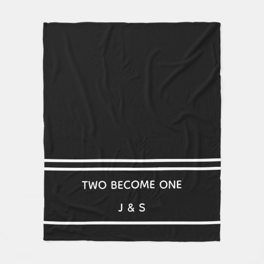 Elegant Black en White Pas getrouwd Initialen Fleece Deken (Voorkant)