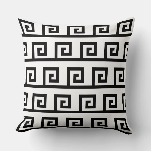 Elegant Black en White Pattern Kussen (Voorkant)