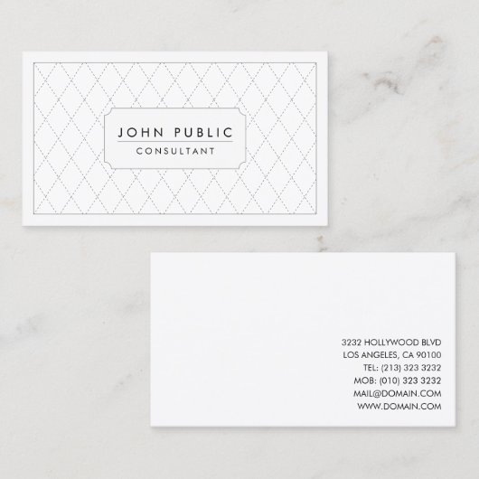 Elegant Black en White Pattern Visitekaartje (Voorkant / Achterkant)