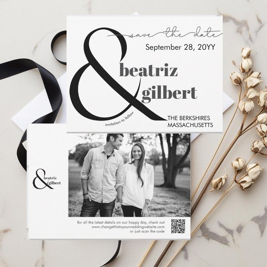 Elegant Black en White Photo Save the Date
