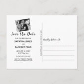 Elegant Black en White Photo Save the Date Aankondigingskaart (Achterkant)