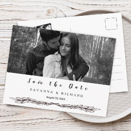 Elegant Black en White Photo Save the Date Aankondigingskaart