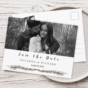 Elegant Black en White Photo Save the Date Aankondigingskaart