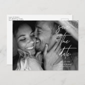 Elegant Black en White Photo Save the Date Aankondigingskaart (Voorkant / Achterkant)