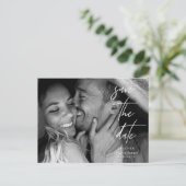 Elegant Black en White Photo Save the Date Aankondigingskaart (Staand voorkant)
