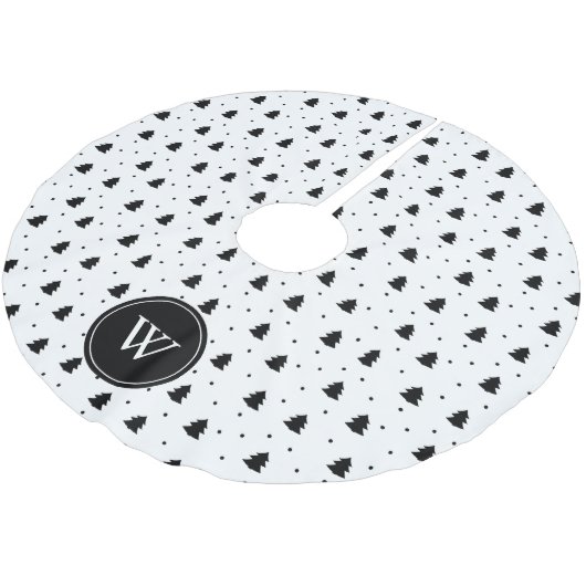 Elegant Black en White Pine Trees op maat Kerstboom Rok (Gekanteld)