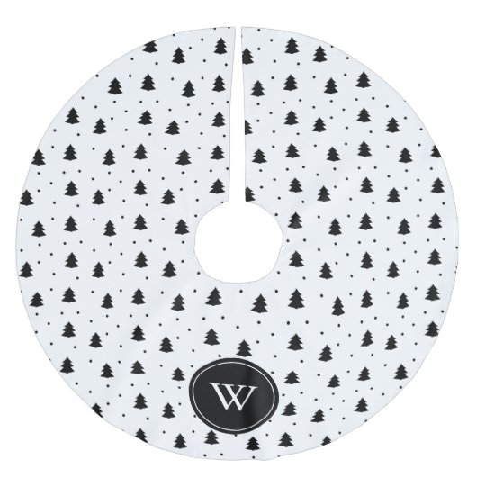 Elegant Black en White Pine Trees op maat Kerstboom Rok (Voorkant)