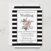 Elegant Black en White Pink Roos Wedding Kaart (Voorkant)