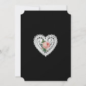 Elegant Black en White Pink Roos Wedding Kaart (Achterkant)