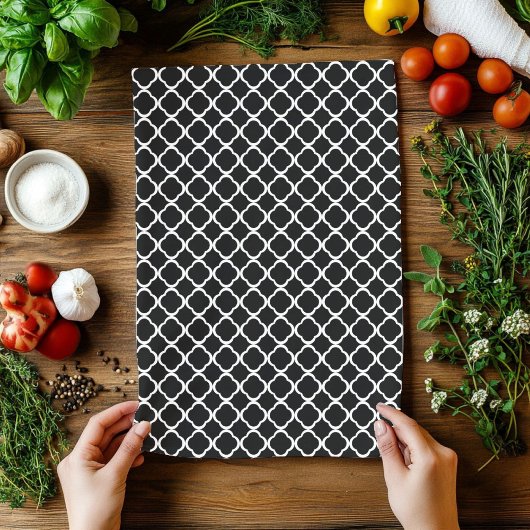 Elegant Black en White Quatrefoil Pattern Theedoek