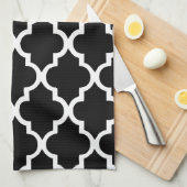 Elegant Black en White Quatrefoil Tiles Pattern Theedoek (Quarter Fold)