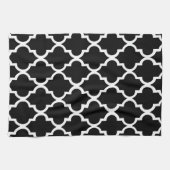Elegant Black en White Quatrefoil Tiles Pattern Theedoek (Horizontaal)
