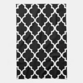 Elegant Black en White Quatrefoil Tiles Pattern Theedoek (Verticaal)