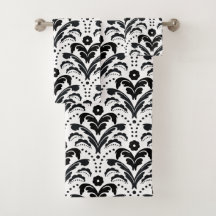 Elegant Black en White Retro Art Deco Damask
