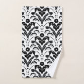 Elegant Black en White Retro Art Deco Damask Bad Handdoek (Handdoek)