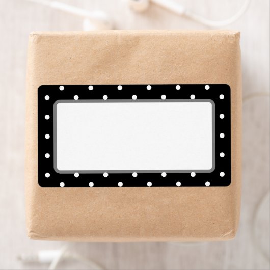 Elegant Black en White Retro Polka Dots Etiket (Insitu)