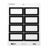 Elegant Black en White Retro Polka Dots Etiket (Full Sheet)