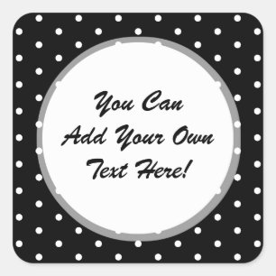 Elegant Black en White Retro Polka Dots Vierkante Sticker