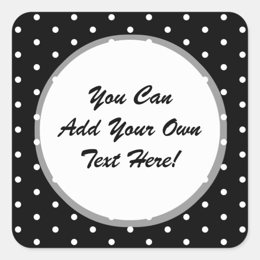 Elegant Black en White Retro Polka Dots Vierkante Sticker (Voorkant)