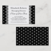 Elegant Black en White Retro Polka Dots Visitekaartje (Voorkant / Achterkant)