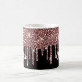 Elegant Black en White Rose Gold Faux Glitter Koffiemok (Center)