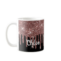 Elegant Black en White Rose Gold Faux Glitter