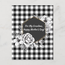 Elegant Black en White Rose Grandma Moederdag