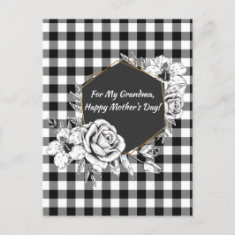 Elegant Black en White Rose Grandma Moederdag Feestdagenkaart