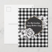 Elegant Black en White Rose Grandma Moederdag Feestdagenkaart (Voorkant / Achterkant)