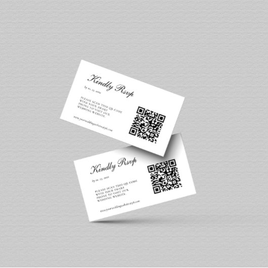 Elegant Black en White RSVP QR Code Weddenschap Informatiekaartje