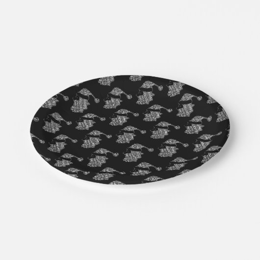 Elegant Black en White Santa Typografie Kerstmis Papieren Bordje (Gekanteld)