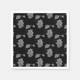 Elegant Black en White Santa Typografie Kerstmis Servet