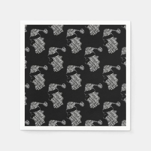 Elegant Black en White Santa Typografie Kerstmis Servet (Voorkant)